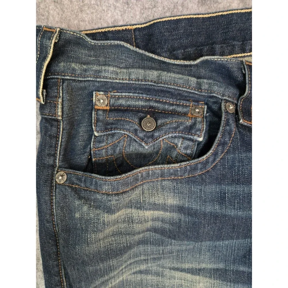 True Religion Ricky Jeans Flap Pocket Mens 50x33.5 Relaxed Straight Made In USA
